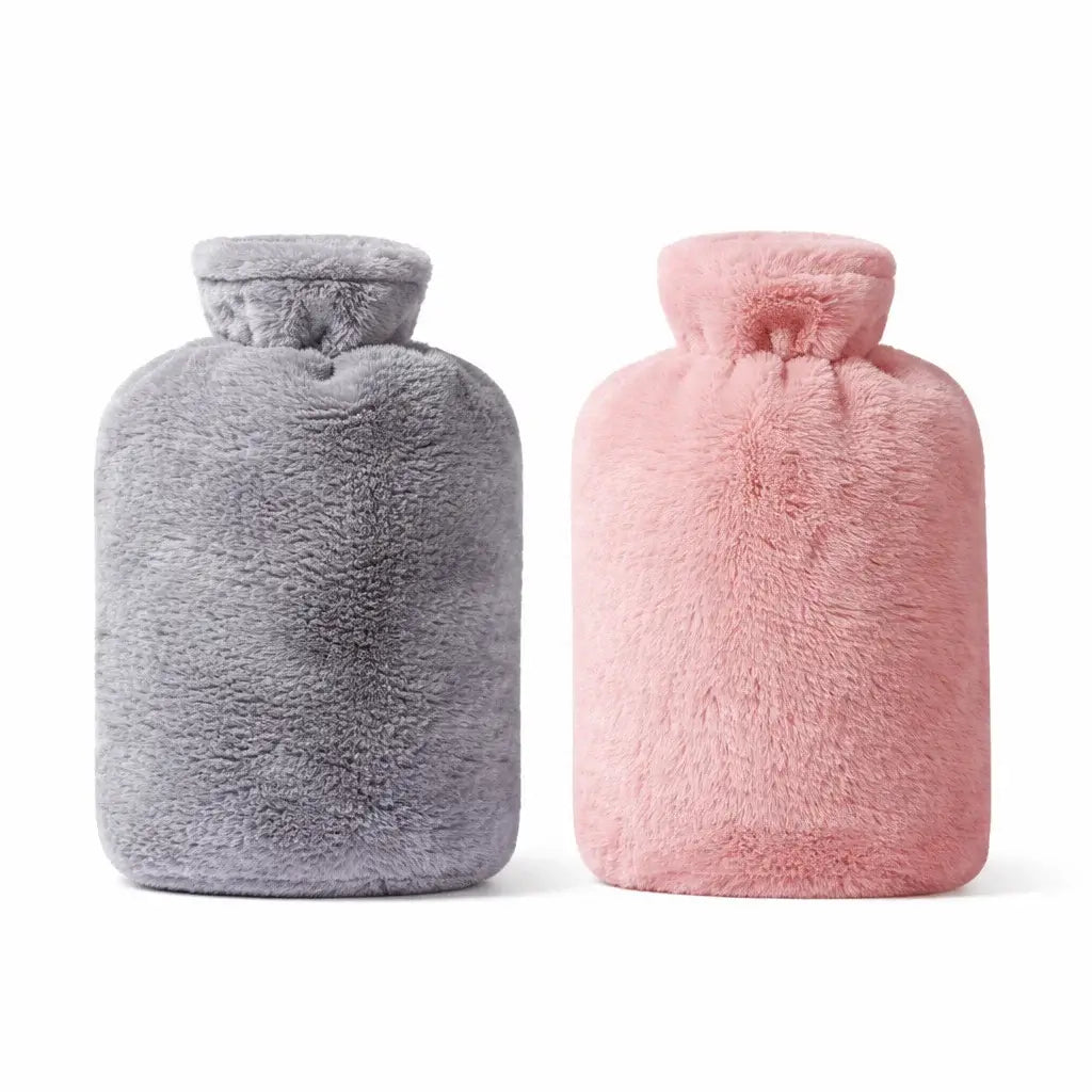 Varmvattenflaska med Fluffigt Överdrag – Mysig Värme 2 färger