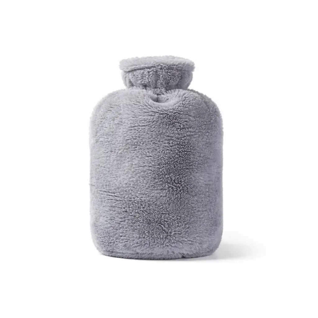 Varmvattenflaska med Fluffigt Överdrag – Mysig Värme Grå